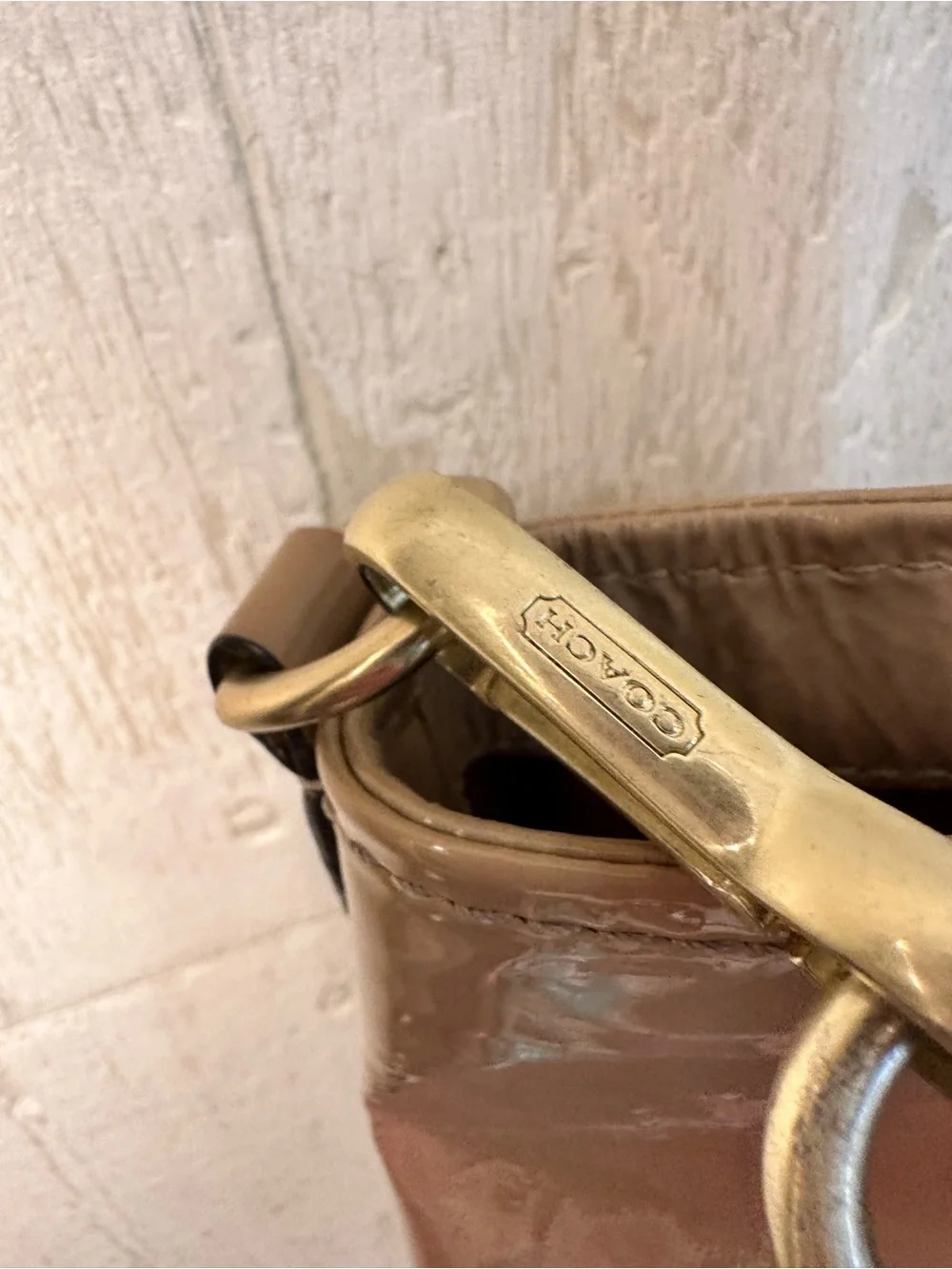 REHAB ME - Coach Blush Patent Leather Hobo with Gold Hardware
